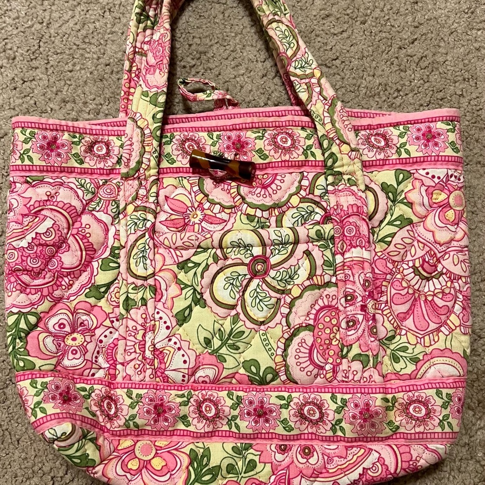 Vera Bradley Pink and Green Floral Tote
